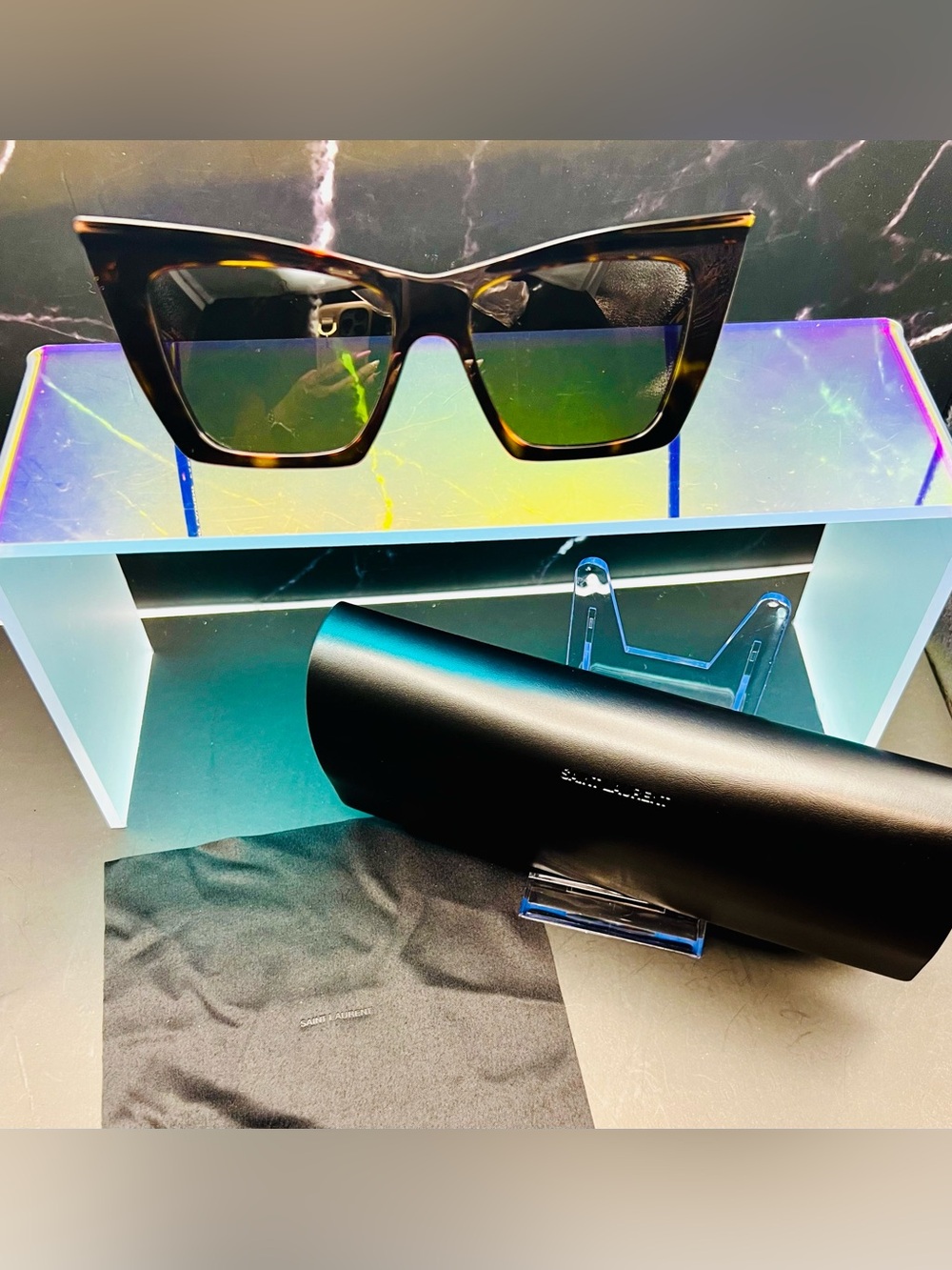Saint Laurent SL 372 Havana Cat-Eye Sunglasses. Complete set. NWT